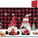 Christmas Magnetic Mailbox Cover, Winter Xmas Red Buffalo Plaid Standard Mailbox Cover, Holiday Decorations Christmas and New Year Yard Decoration,21" Lx 18" W (Christmas Santa Buffalo Plaid)