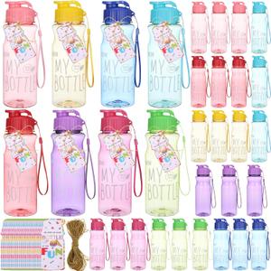 24 Sets Water Bottles Bulk End of Year Students Gift from Teacher Portable Sports Water Bottle with Cards for for Classroom School Student End of Year Graduation Gifts, Large