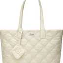 BOYATU Puffer Tote Bag for Women: Quilted Carryall with 15.6" Compartment - Lightweight Work Travel Everyday Shoulder Bag