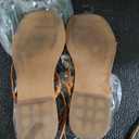 Womens Flats Sandals Square Toe Strappy Ankle Strap Flats, Brown Size 6