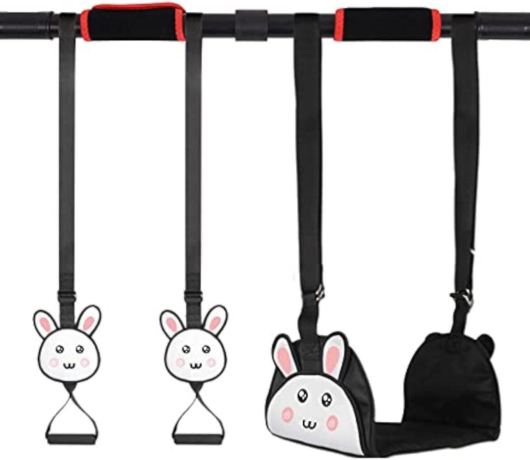 Rabbit Canvas Hanging Swing Seat with Adjustable Ropes, Secure Children's Swing Set, Indoor Doorway Gym Set for Kids, 110 lbs Capacity
