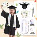 Lasnten Matte Kindergarten Graduation Gown Cap Tassel Set with 2026/2027 Charm Stole Accessories for Kids Grad Gift (Black, S)