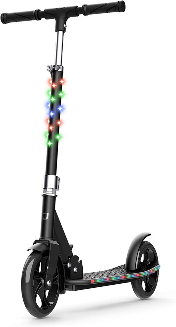 Jetson 2-Wheel Kick Scooter, Sturdy Wide Deck, Height Adjustable Handlebar, Rear Brake, Easy-Folding Mechanism, 8 inch wheels (Jupiter Jumbo Black)