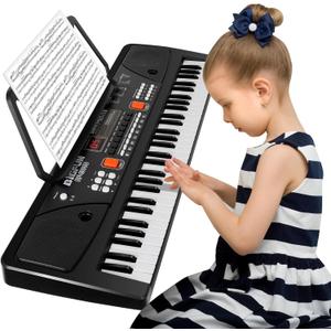 M SANMERSEN Piano for Kids with Microphone, Keyboard Piano for Beginners Electronic Keyboard 61 Keys with Dual Speakers/LED Display/AUX-in Jack/Music Stand Piano Toys for Boys Girls Ages 3-12 (24.8*7.8*2.4inch)