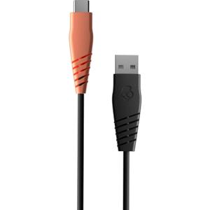 Skullcandy Line USB Charger Cable, 15W USB A to USB C with Fast Charging for Samsung/Android Phones, Speakers, Headphones and Bluetooth Devices, 4ft - Black/Orange