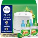Febreze Plug Scent Booster Starter Kit  Air Freshener, Oil Diffuser, Continuous Scent Device, Includes 2 Gain Refills