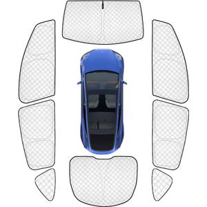 KMF 8pcs Full Thicken Sun Shades for 2025 2026 Tesla Model Y Juniper Accessories, Tesla Y Privacy Car Window Covers for Windshield Side Rear, UV Block and Blackout for Camping Outdoor