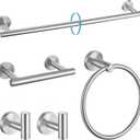 TURS Brushed Steel 5 Piece Bathroom Hardware Set, SUS304 Stainless Steel Bath Towel Bar Set, 24 Inch Bathroom Accessories Kit Wall Mounted