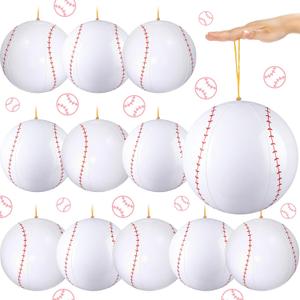 JolliLudo 12 Pcs Baseball Party Favors Punching Balloons for Kids PVC Inflatable Punch Balloon Bouncy Balls with Rubber Band Handle Goodie Bags Stuffers for Baseball Birthday Supplies Pool Decoration