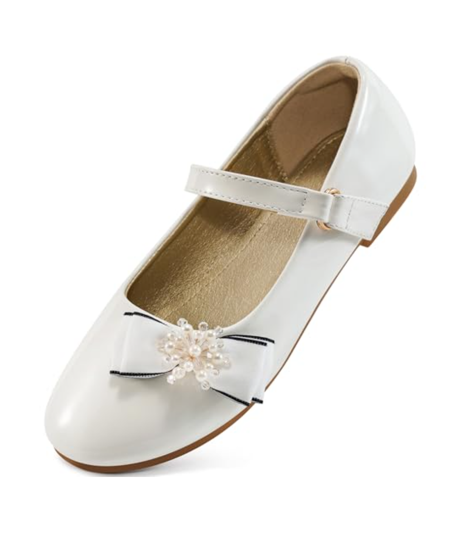 Aomigoct Girls Flats Dress Shoes: Little Kid Princess Ballerina Flats for Birthday Party – Girls Mary Jane Shoe for Wedding School, Size 4