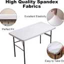 Rectangle Spandex 5 FT Fitted Tablecloth, Elastic Folding Picnic Table Cloth, Stretchy Patio Table Cover, Wipeable Tablecloths for Camping Outdoor Party Banquet 30X60 Inches White