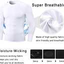 Men's Compression Shirts Long Sleeve Quick Dry Athletic Running T-Shirt Workout Sports Gym Base Layer Tops (White)
