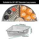 4 Pack Metal Lazy Susan Organizer Baskets with Handles 1/4 Wedge Wire Storage Bins for 24" Lazy Susan Turntable, Kitchen Cabinet & Pantry Organizer, Black