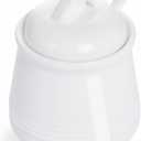 HAOTOP Porcelain Sugar Bowl, Ceramic Salt Bowl with Spoon and Lid for Home and Kitchen, 12 Ounces (White)