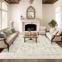 8x10 Area Rugs, Washable Rugs, Large Stain Resistant Beige Area Rug for Living Room Bedroom Dining Room, Vintage Farmhouse Rug