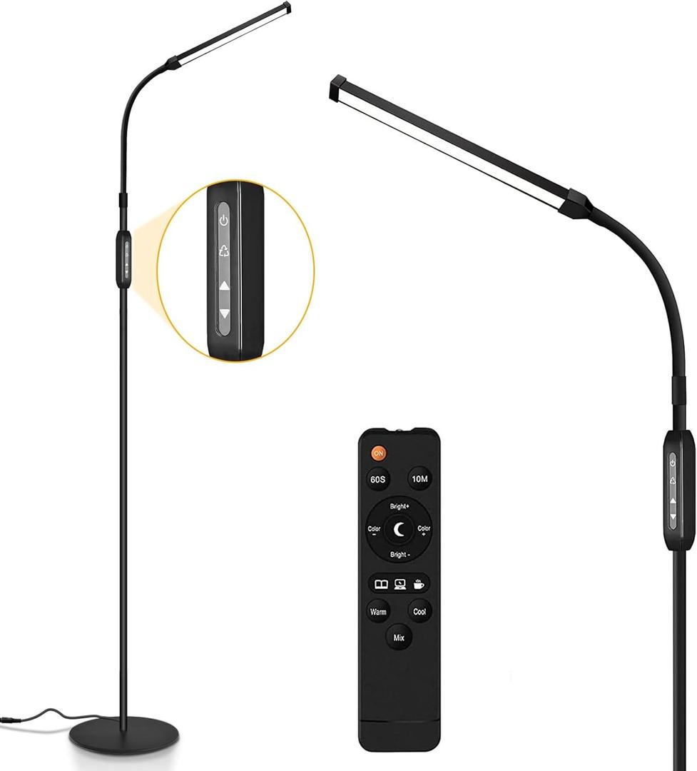 EBEST Led Floor Lamp for Eyelash Extensions Standing Floor Lamps for Office Eyelash lamp Tattoo Light Reading Lamp for Bedroom Makeup Lash Light Extension (Black - RY)