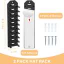 2 x Hat Organizer for Baseball Caps,Hat Rack for Wall, Compact Hat Storage Display Holder,Hold Up to 10 Hats,Hat Hanger Strong Adhesive/Wall Drilled for Door,Bedroom,Closet (Gery Black)