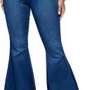 Bell Bottom Jeans for Women Skinny Flared Jeans Elastic High Waisted Vintage 70s Classic Stretchy Wide Leg Denim Pants (3X-Large, A-dark Blue)
