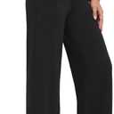 ZOOSIXX Capri Pants for Women - Wide Leg Loose Casual Trousers with Pockets Summer High Waisted Drawstring Pants (Black, M)