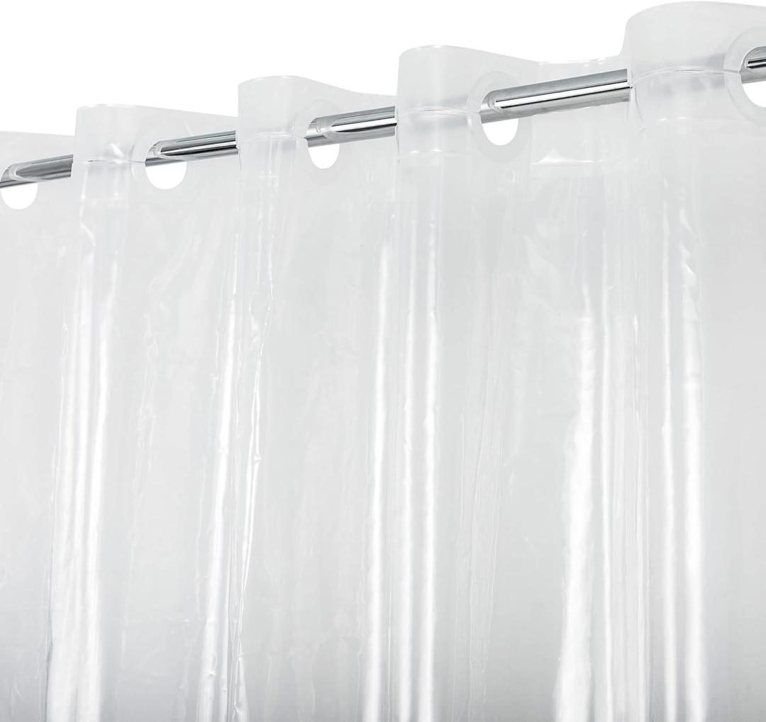 No Hook PEVA Shower Curtain or Liner - 8G Heavy Duty Clear Bathroom Shower Curtain No Hooks Required, Waterproof Plastic & PVC Free, Standard Size 71 x 74, Clear