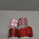 PAPER FAIR 4 Rolls 32 yd Red Glitter Candy Cane Christmas Wired Ribbon Set, 2.5 inch x 8yd Sequin Satin Burlap Ribbon for Xmas Tree Dcor, Gift Wrap Box, Bows, Wreath, Garland, Floral DIY Craft