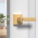 BSEED Gold Door Handles Interior Gold Privacy Door Levers fot Bedroom & Bathroom Lock Set in Modern Satin Gold Finish (1 Pack)