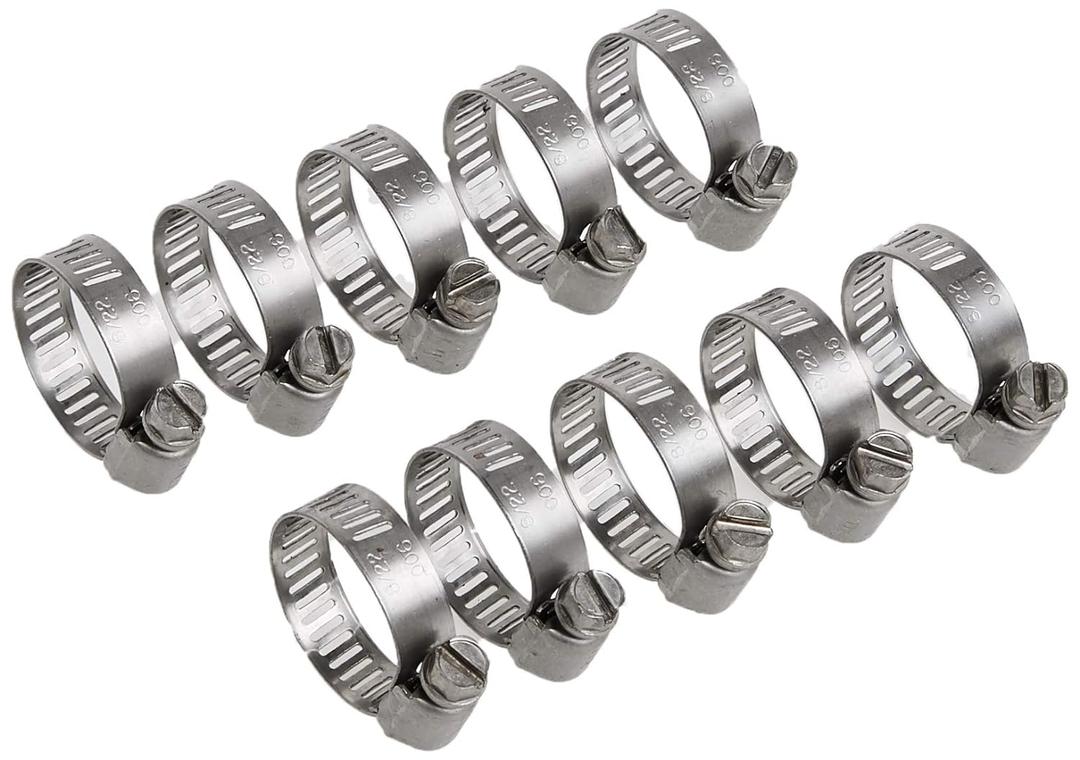 Precision Brand - 33040 M6S Micro Seal, Miniature All Stainless Worm Gear Hose Clamp, 5/16" - 7/8" (Pack of 8) (5/16 inches)