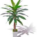 Artificial Banana Tree 6FT in Height and Comes with a White Tall Flowerpot, Its Appearance is Similar to That of Artificial Olive Trees or Fake Olive Trees