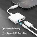 [Apple MFi Certified] 2 Pack Lightning to 3.5mm Headphone Jack Adapter, 2 in 1 Headphone Adapter Aux Audio and Charger Adapter Dongle Cable Splitter Compatible with iPhone14/13/12/11/XS/XR
