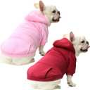 2 Pack Dog Hoodie, Winter Puppy Sweatshirts with Pockets Warm Dog Clothes for Small Dogs Boy Girl Pet Cat, Kitten Chihuahua Bulldog Pug Coat Clothing Custume (Pink, Red, X-Large)