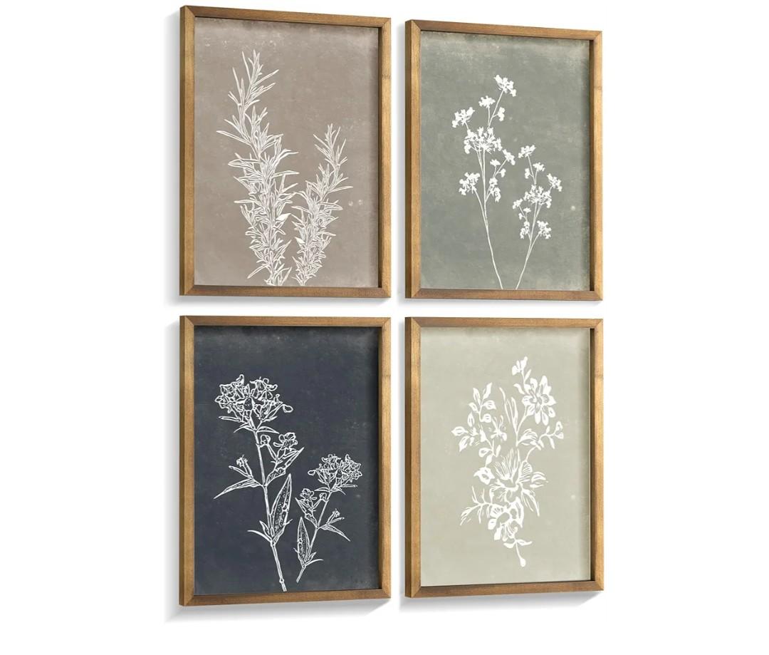Framed Boho Wall Art Set of 4 for Wooded Minimalist Botanical Print Wall Art for Rustic Vintage Farmhouse Home Kitchen Wall Decor (Brown, 16"x20") Framed Boho Wall Art Set of 4 for Wooded Minimalist Botanical Print Wall Art for Rustic Vintage Farmhouse Home Kitchen Wall Decor (Brown, 16"x20")