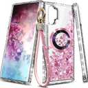 NGB Supremacy Magnetic for Samsung Galaxy Note 10 Case, Rose Gold | Compatible with Magsafe | with Diamond Wrist Strap Lanyard, Glitter Floating Liquid Cute Phone Cover