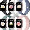 Maledan 6 Pack Bands Compatible for Apple Watch Band 38mm 40mm 41mm 42mm 44mm 45mm 46mm 49mm Women Men, Soft Silicone Sport Band Strap for iWatch Apple Watch Series 11 10 9 8 7 6 5 4 3 2 1 SE Ultra (Black/ Blue Gray/ Gray/ Pind Sand/ Pine Green/ White)