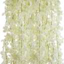 PARTY JOY 8pcs 23.6ft Artificial Cherry Blossom Flower Garland Hanging Vines for Home Decor Room Wedding Party Kawaii Decor