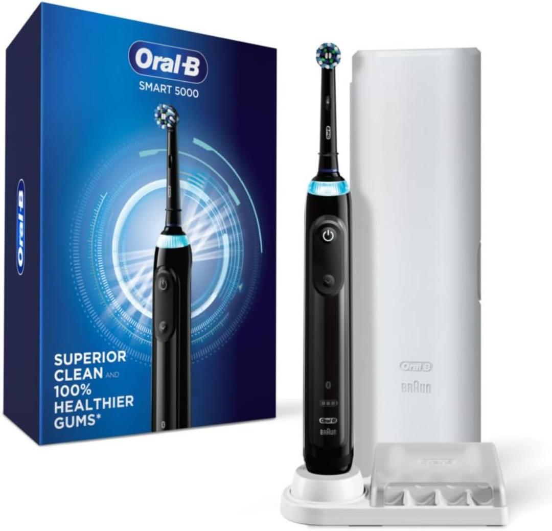 Oral-B Pro 5000 Smartseries Power Rechargeable Electric Toothbrush with Bluetooth Connectivity, Black Edition (5 Piece Set)