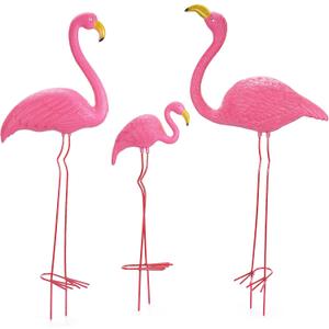 Ohuhu Family Flamingo Yard Ornaments, Set of 3 (32", 31", 19"), Pink, 3 pack