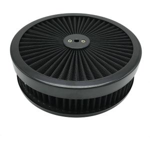 X-AVION Full Flow Round 9''X2'' Air Filter Assembly Kit Black Washable and Resuable Air Cleaner with Mounting Stud & Wing Nut Kit Air Cleaner for 4 Barrel Carburetor V8 Chevy Frd