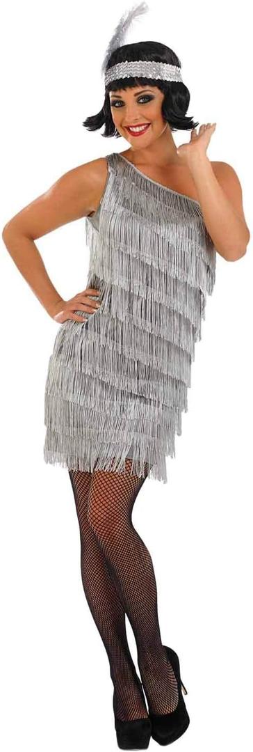 fun shack Silver Flapper Dress, 1920s Dresses Women, Roaring 20s Costumes for Women, Silver Party Dress, Roaring 20s Dress
 XL