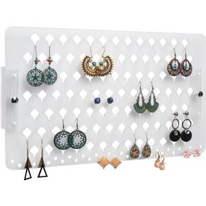JACKCUBE DESIGN Wall Mount Earring Holder Organizer Frosted Acrylic Jewelry Display Rack with 94 Holes (Frosted, 15.7 x 9.4 x 0.9 inches) - MK201B