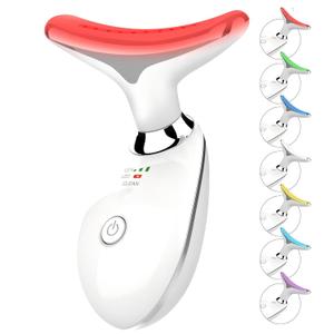 ELISHINE 7 Color Face and Neck Massager Light Therapy, Red Light Based Facial Massager for Skin Care, Smoothing, Firming (White)