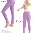 Resinta Girl's Cotton Footless Leggings Toddler Girls Stretchy Basic Leggings Pull On Tights for Everyday Wear, 4-14 Years (Purple)
