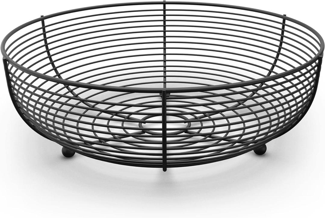 CAXXA Countertop Fruit Bowl, Wire Basket for Fruits, Breads, Vegetables, Snacks, Black