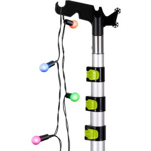 4.7-17 Foot Telescopic Extension Pole with Utility Hook, Telescoping Pole with Hook for String Lights,Christmas Lights,Birdfeeders, Sturdy | Lightweight Telescoping Extension Pole