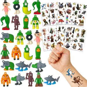 84Pcs Italian Brainrot Party Favors with Brainrot Action Figure & Brainrot Meme Temporary Tattoo, Decorations Gifts for Fans Office Home Desktop Decor
