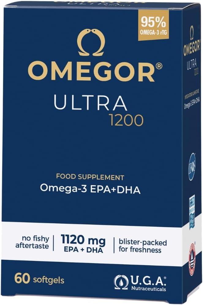 OMEGOR Omega 3 Fish Oil 1200mg Ultra - 610mg EPA and 510 DHA Omega3 IFOS Certified - High Bioavailability and No Aftertaste (60 Caps) BBD 11/2027