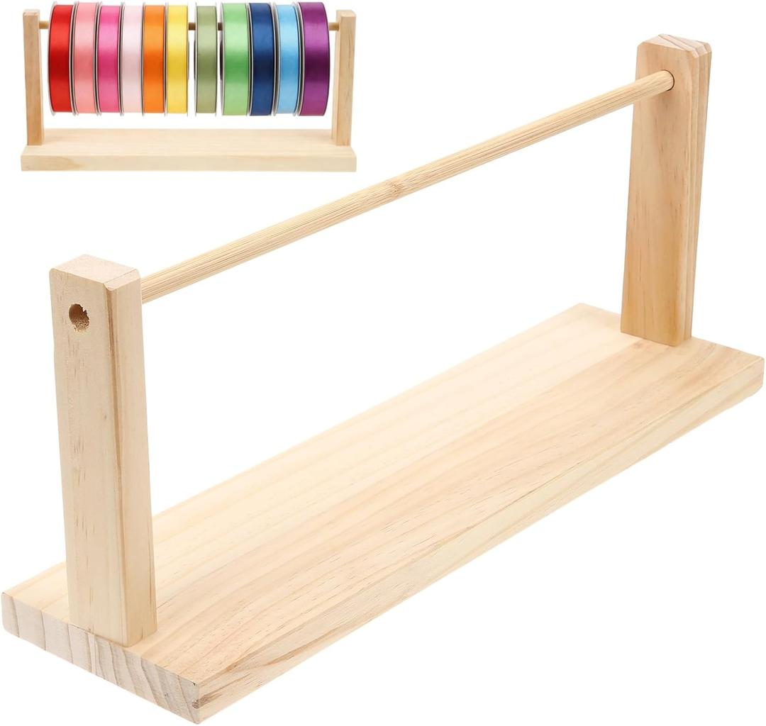 jojofuny Wooden Ribbon Organizer Rack Storage Holder - Large Capacity Craft Rack for Spools, Washi Tape, and Bow Making Supplies for Craft Room Organization