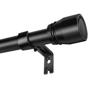 1” Diameter Curtain Rods Itself is 30 to 144 inch 1 Pack Fit 30-142 inch, 66 to 120 inch Window with Heavy Duty Adjustable Rod Matte Black Splicing Metal Extra Long Curtain Rod for Windows