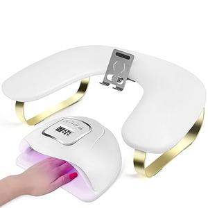 Nail Arm Rest with Rotating Phone Holder, Arm Rest for Nails Tech, PU Leather Nail Tech Arm Rest, UShaped Hand Rest for Nails Tech, Manicure Hand Rests for Foot Hand Stand, White