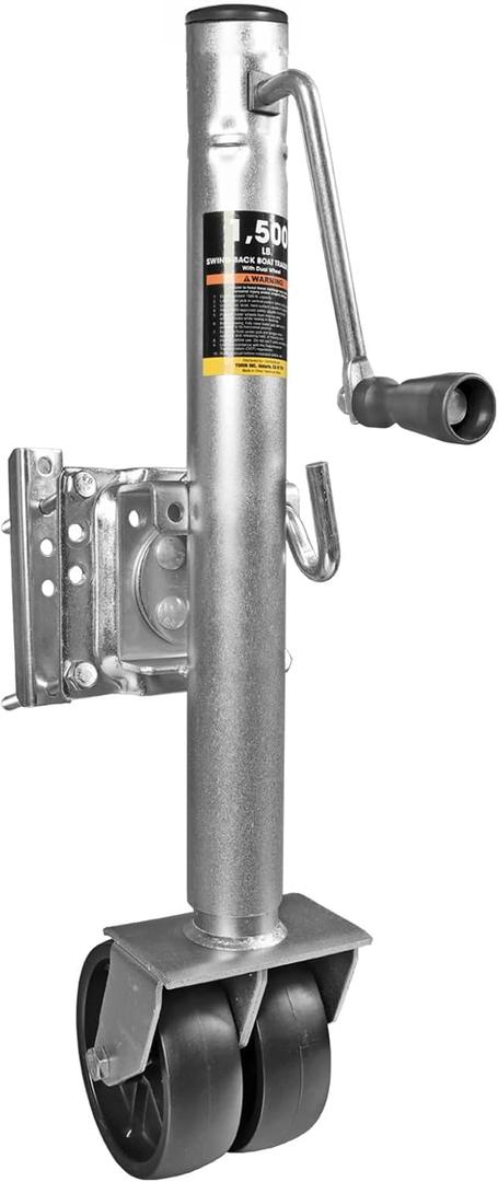 Big RED ATR39002R-1 Torin Boat Trailer Jack with Dual Wheel: Heavy Duty Swing-Back Bolt-On Trailer Jack, 3/4 Ton (1,500 lb.) Capacity