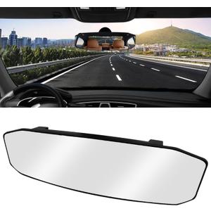 NTNEV 12''x3.5'' Large Rear View Mirror, Anti Glare Panoramic Wide Angle Rearview Mirror, Universal Interior Clip On Rear View Mirror for Car SUV Trucks